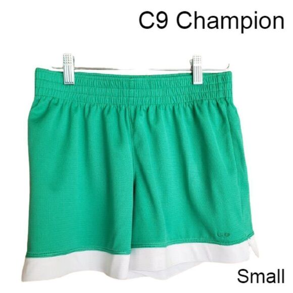 Girls Essential Athletic Shorts Green White Training Shorts Small - Picture 1 of 6